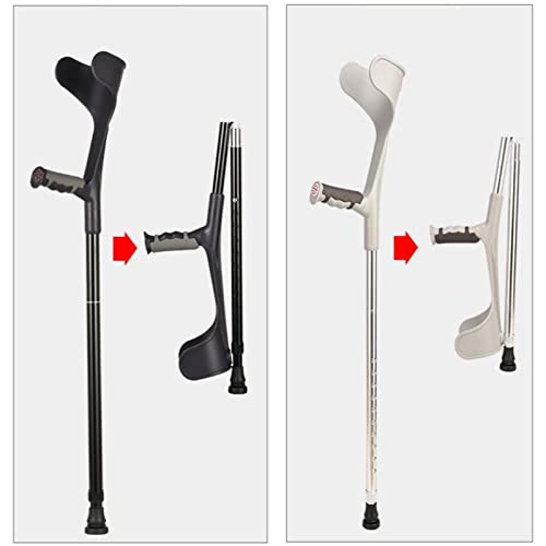 Muletas plegables para antebrazo (1 unidad), muleta para adultos con puño abierto, muletas para caminar, muletas plegables para viajar, muletas de aluminio ajustables, negro/plata (color: plata) Keep