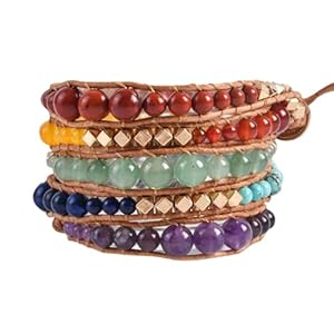 YGLINE Natural Stone Wrap Bracelet for Women Boho Bracelets Healing Crystal Beaded Bracelet Adjustable 3/5 Wraps Bracelet Handmade Birthday Gifts for Women