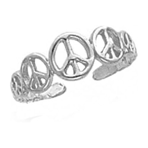 Solid 10k White Gold Peace Sign Toe Ring Cover