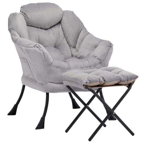 Aunekiv Lazy Chair with Ottoman, Comfy Accent Lounge Chair with