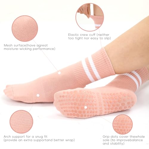 Women's Anti-Slip Yoga Socks 4-Pack | Silicone Grip, Breathable for Pilates, Ballet, Fitness & Therapy2