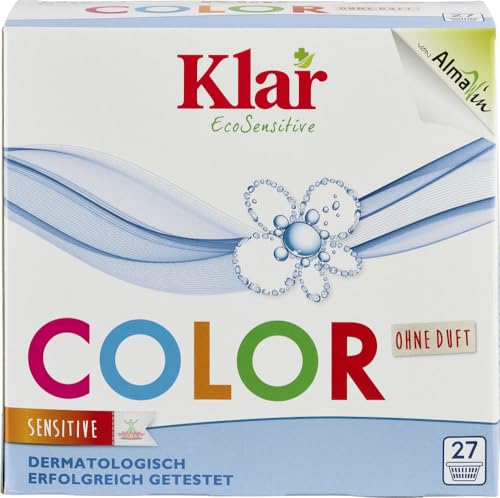 Klar eco Sensitive Color Pulver 2x1,375kg, ohne Duft, 27 Waschladungen, für Allergiker, vegan