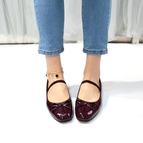 Womens Casual Slip On Flats, Closed Round Toe Mary Jane Flat, Elastic Band Low Heel Dress Work Shoes3