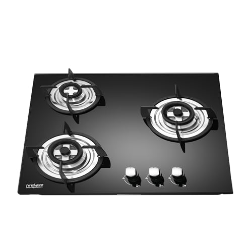 Hindware Smart Appliances | KA Hob Nora Plus | Kitchen Hob | Designer Brass Burners | Auto Ignition | SS Drip Tray | Cast Iron Pan Support | (3 Burner 60CM)