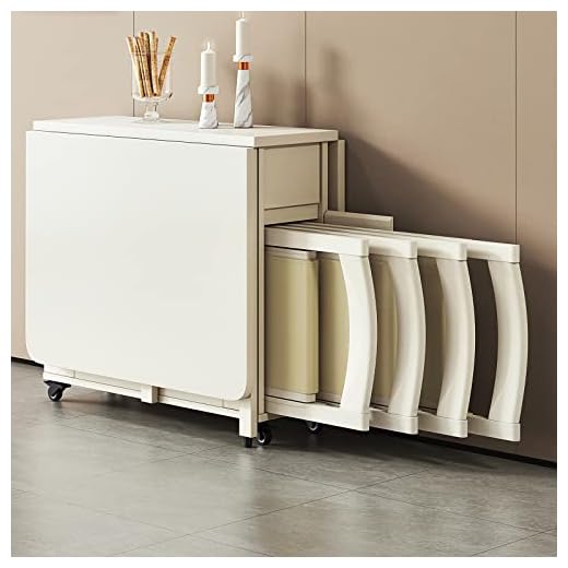 Extendable Dining Table Set, Drop Leaf Dining Table with 4 Chairs, Solid Wood Kitchen Table, Space Saving Compact Folding Dining Room Table, for Home Dining Room Kitchen, White 27 oiakus Extendable Dining Table Set, Drop Leaf Dining Table With 4 Chairs, Solid Wood Kitchen Table, Space Saving Compact Folding Dining Room Table, for Home Dining Room Kitchen, White