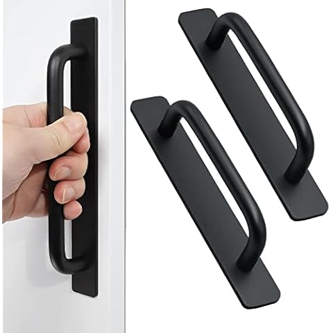 Self-Stick Instant Cabinet Drawer Pulls - 2pcs Aluminum Alloy Self-Stick Push Pull Handles for Cabinet Door Window Drawer (148mm, Black) Cover