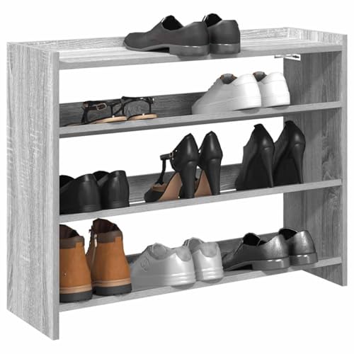 GeenYuu Zapatero Sonoma gris de madera 80 x 25 x 62 cm con espacio de almacenamiento, zapatero y perchero para pasillo, entrada de pasillo, ahorro de espacio para organizar y guardar