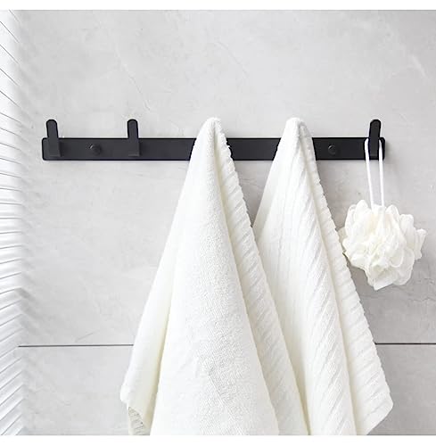 Jam Essentials Wall Mounted Coat Racks With 5 Hooks, Hanging Towel Rack Holder 17.7"X1.3" Heavy Duty Modern Black For Hanging Clothes, Hats, Keys, Entryway Bathroom (5 Hooks), Kitchen/Office Use #TOP6