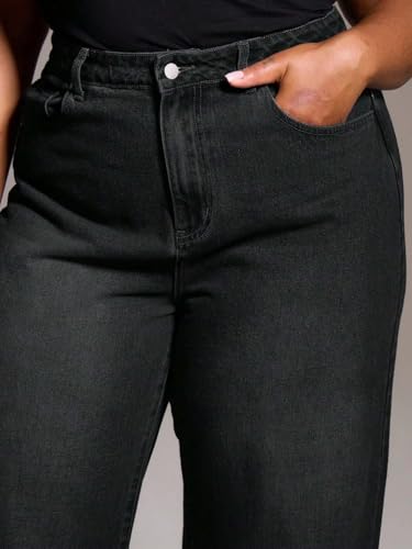 Image of KOTTY Plus Size Women's High Waist Straight Denim Jeans Comfortable Wear for Work Casual Use