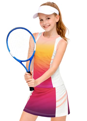 Image of AOBUTE Girls Tennis Golf Outfit Tank Top and Skirt with Shorts Set 4-12 Years