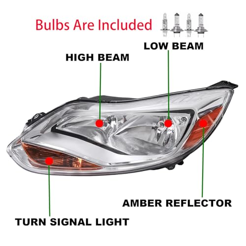 2012–2014 Ford Focus Headlights | OEM Halogen Replacement with Bulbs - Image 4