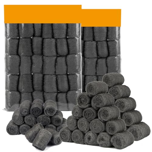 Image of MAQIHAN Steel Wool Pads 0000 60PCS - Steel Wool 0000 Roll Glass Wood Fabric Metal Extra Fine Polishing Chrome Glass Polishing Pads Wool Steelwool Mice Control Weep Hole Covers Walls Fill | Extra Fine Stainless Polish Pad for Glass, Wood Furniture, Metal Chrome, Bathroom Ceramics, Pipe & Weep Hole Filler for Wall