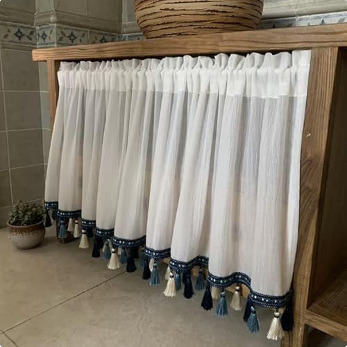 Kitchen Cabinet Curtains for Shelves,Dust-Proof Short Curtain,for Doorway,Bedroom,Living Room,Patios,Windows(White,W70xH120cm/27