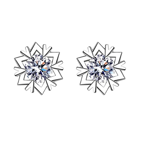 Boucles d'oreilles flocon moissanite or blanc pour tenue de soirée