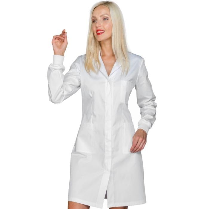 I.sacco Camice da Donna SINGAPORE con Polsi in Maglia e Zip in Poliestere Cotone (Bianco)