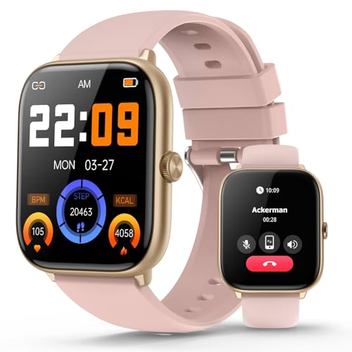 Image of Smart Watch for Women with Blood Pressure, 2.06 inch AMOLED Display, 118 Sports Modes, Fitness Tracker, Heart Rate /SpO2 /Sleep /Stress Monitor, IP68 Waterproof, Pink Liquid Silicone Strap for iPhone Android