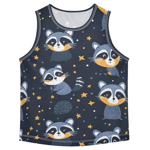 Boys Tank Top Shirts Cute Raccoon Animal Stars Sleeveless T-Shirts Crew Neck for Kids Clothing Children