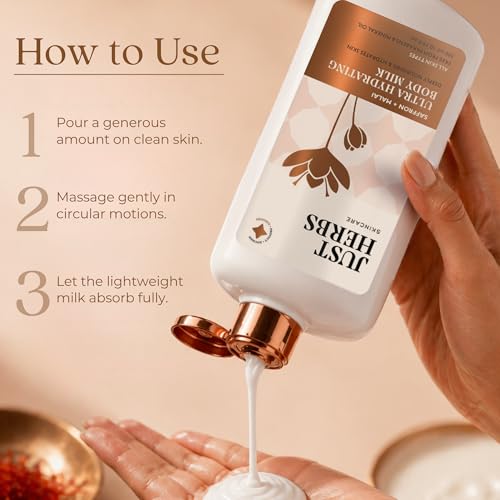Image of Just Herbs Saffron + Malai Nourishing Body Milk Moisturizer for Men & Women