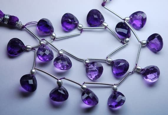 Améthyste violette en cœur pour boucles d'oreilles haut de gamme en pierres naturelles