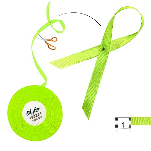 Image of Key Lime Ribbon 1 /4 Inches 36 Yards Satin Roll Perfect for Scrapbooking, Art, Wedding, Wreath, Baby Shower, Packing Birthday, Wrapping Christmas Gifts or Other Projects Neon Green