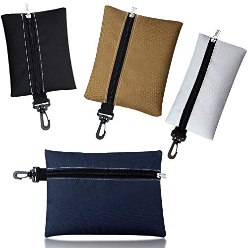4 Pieces Multi-Purpose Clip-on Zippered Tool Bags, 4 Colors Fabric Pouch Zipper Pen Bag Hand Tool Organizer Storage Bags, 9/8/ 7/6 Inches (Tibetan Cyanine, Khaki, Black, Gray)