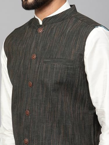 Image of LATEST CHIKAN Men's Traditional Cotton Solid Nehru Jacket /Waistcoat
