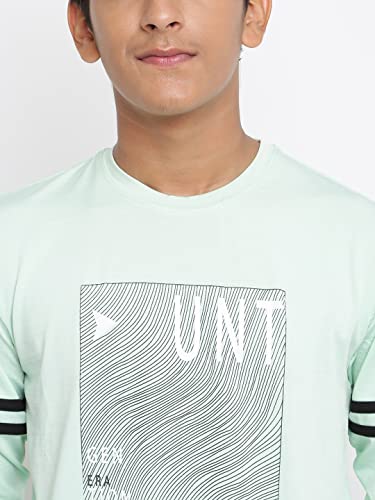 Image of Li'l Tomatoes Boys Regular Fit Printed Hooded Cotton Tshirt Mint