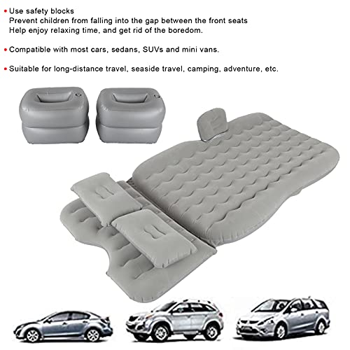 BigKing Aufblasbare Matratze Auto Rücksitz, Aufblasbare Luftmatratze, Schlafmatratze Kleinwagen, schwimmendes Bett, grau, Autobett, 12 V, mit Kopfstützenkissen für Reisen, Camping, Abenteuer