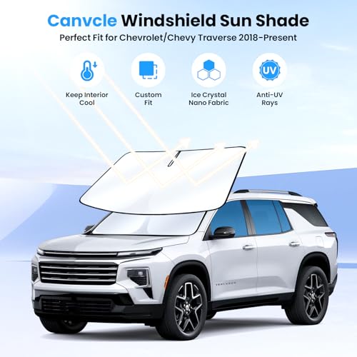 Image of Canvcle Windshield Sun Shade for Chevrolet /Chevy Traverse 2018-2025 2026 Accessories Upgraded Double-Layer Foldable Front Window Sunshade Cover Sun Visor Protector Block UV Rays Keep Vehicle Cool