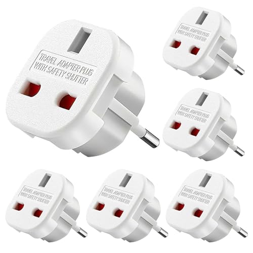 Dhqkqg Adaptateur Prise UK vers France, 6 Pièces Adaptateur de Voyage Europe Francais, Adaptateur Prise pour la Connexion d'appareils étrangers, par ex. Allemagne Espagne France Italie