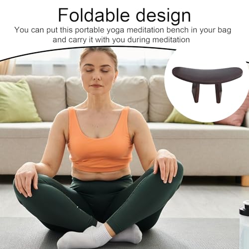 Meditation Stool, Wooden Meditation Kneeling Chair, Ergonomic Meditations Bench Yoga Chair Seat for Kneeling & Sitting, Portable Foldable Prayer Kneelings Stool Meditations Kneeler Bench - Image 4