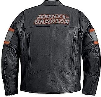 Chaqueta de cuero estilo H-D para hombre, chaqueta de motociclista Cruiser con parches, chaqueta de moto de piel de vaca auténtica (3XS-5XL)