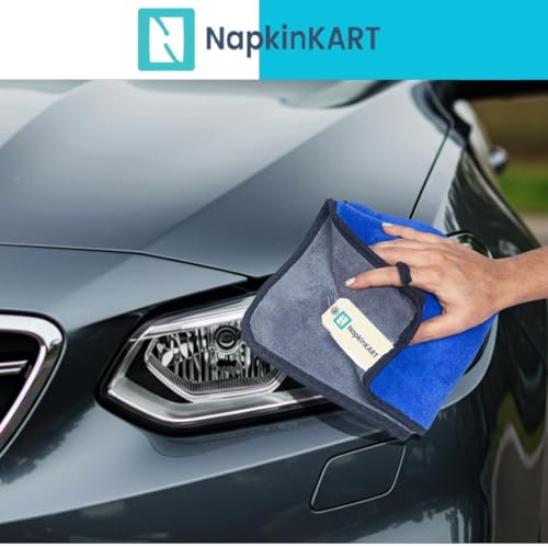 Image of Microfiber Cleaning Cloth for Car, Bike & Home | Ultra Soft, Dual-Sided Blue & Grey Towel | Lint-Free, Scratch-Free | Reusable Duster for Glass, Dashboard, Kitchen 40 X 30 CM