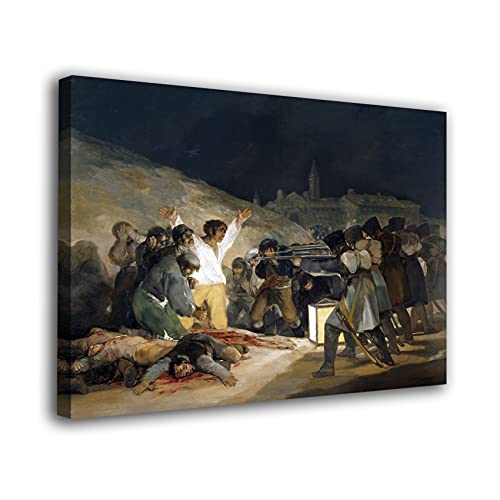 Genérico Cuadro Lienzo Canvas El 3 de Mayo de 1808 en Madrid - Goya 1814– Varias Medidas - Lienzo de Tela Bastidor Madera de 3 cm - Alta resolucion (50, 38)