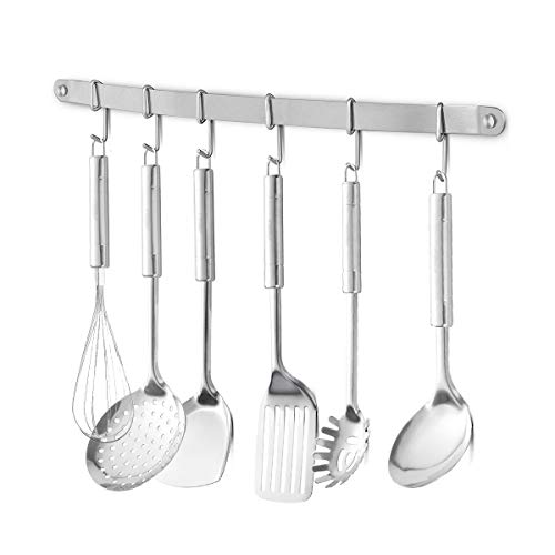 eForwish Stainless Steel Kitchen Utensil Racks Holder Hanging Rail Organize Pots Pans Kitchen Knife Gadgets On Wall Mounted Hanger Bar Rail Under Cabinet Shelf (6 Hook,17) eForwish Stainless Steel Kitchen Utensil Racks Holder Hanging Rail Organize Pots Pans Kitchen Knife Gadgets On Wall Mounted Hanger Bar Rail Under Cabinet Shelf (6 Hook,17")
