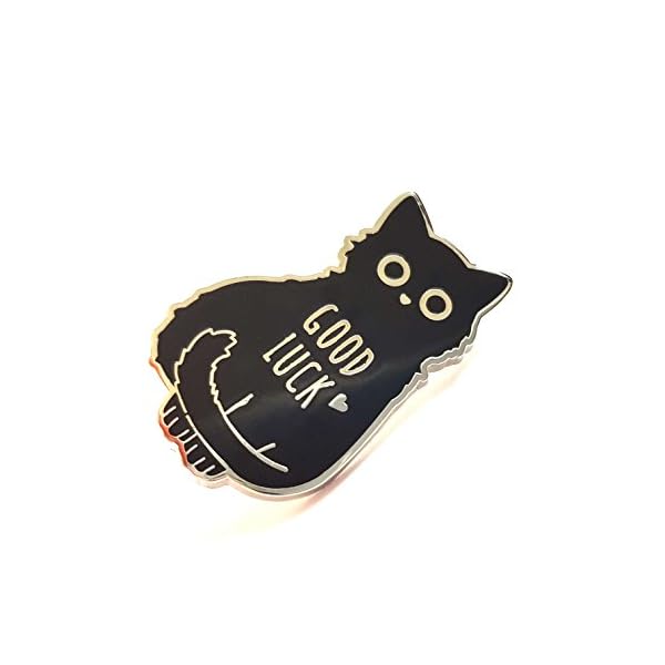 Good Luck Black Cat Enamel Pin Lucky Charm Lapel Pin Backpack pins, Black - Image 6