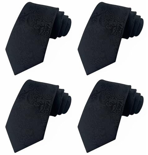 Image of WeiShang Lot 4 PCS Men's Ties Solid Color Neckties Formal Black Ties For Men