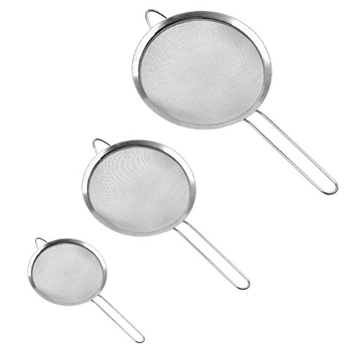 ATPWONZ Set of 3 Fine Mesh Strainers Stainless Steel Strainer 3.15 , 4.7 , 7  Strainers for Straining Teas, Sifting Flour, Sugar, Spices, Herbs, Quinoa, Coffee, Juice, Tea etc