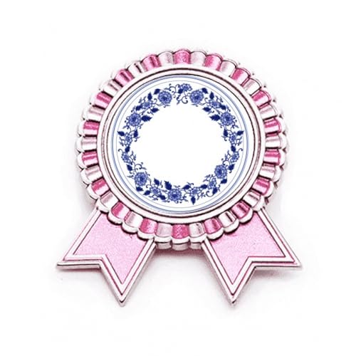 Broche fleur bleue et médaille rose le cadeau de réussite
