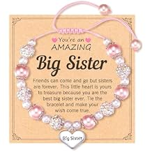 Jeka Make Your Whis Come True Gifts for Girls - Pink Pearl Heart Charm Bracelets Valentines Day Back to School Mothers Day Jewelry Gifts for Big Sister Girls