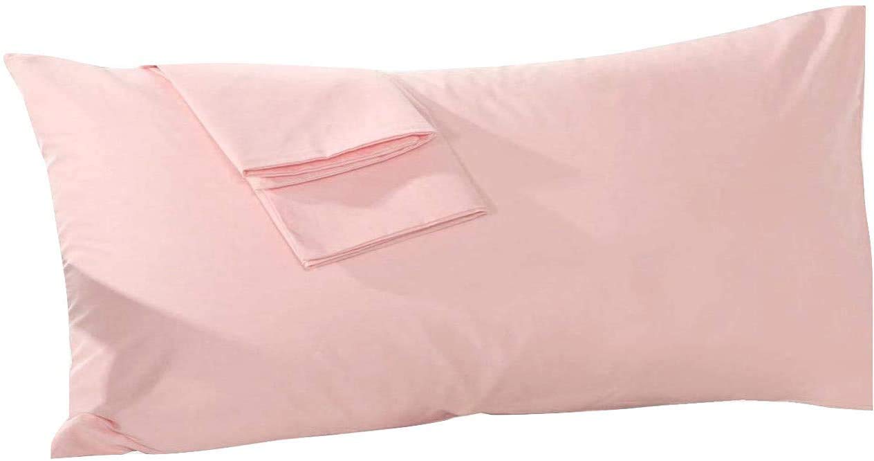 Body Pillowcase 20x72 Pillow Cover 100% Egyptian Cotton Pink Solid Set of 1 Body Pillow Case Zipper Closer Luxury- 550 Thread Count Body Pillowcases 20x72 (Body Pillowcase 20x72, Pink) โ image 1