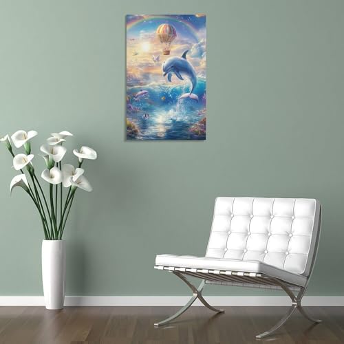 Tableau impression sur toile dauphin murale 40x60cm pour salon - 5