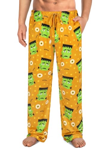 Mens Halloween Pajama Pants,Novelty Funny Soft Pj Sleep Lounge Bottoms with Pockets & Drawstring