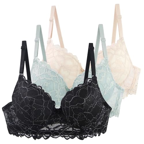 Soutien-gorge avec armature lot de 3 push-up en dentelle pour femme