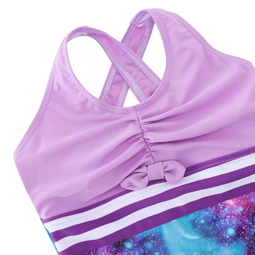 Image of BFUSTYLE Girls One Piece Swimsuit Cute Striped Bathing Suit Hawaii Swimwear 6-17 Years