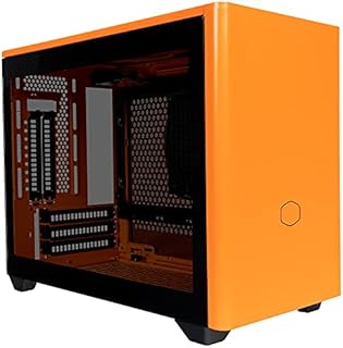 Cooler Master MasterBox NR200P Obudowa Mini-ITX ze Panelem Bocznym ze Szkła Hartowanego - Doskonałe Opcje Chłodzenia, Pionowy Wyświetlacz GPU, 360-stopniowa Beznarzędziowa Dostępność - Pomarańczowy