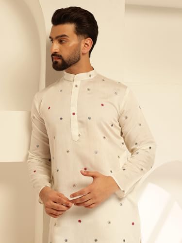 Image of SOJANYA (Since 1958 Men's Festive Cotton Silk Designer Kurta with Daman Embroidered Detailing | Perfect for Navratri, Diwali & Special Occasions
