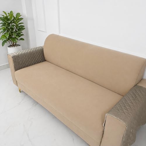 Image of Homerz Premium Petal Charm Sofa Cover | Embossed Floral Pattern | Soft Touch, Anti-Dust & Easy Wash Fabric Cloth, Washable and Durable (Beige, 2 Pc Armrest, Armrest)