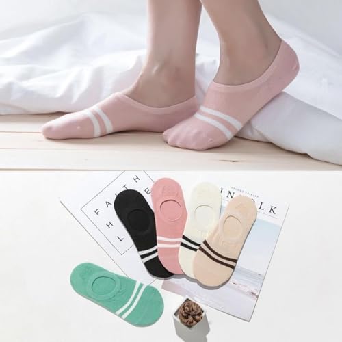 Female Student Spring and Summer Short Socks Solid Color Boat Type Breathable Invisible Socks-Girl Pink Socks-5 Pairs/Bag4
