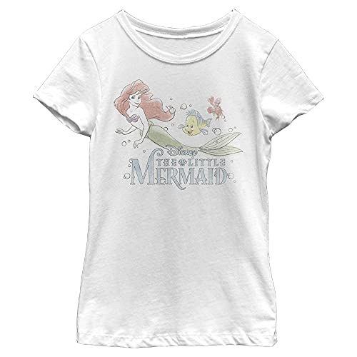 Disney Princess Watercolor Fade Ariel Girl's Solid Crew Tee
